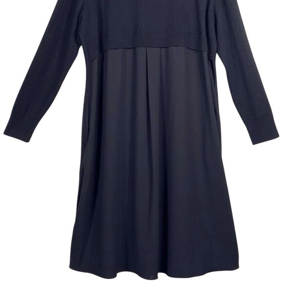 NWT Nordstrom Merino Wool Blend Shift Sweater Dress Size XL Black Long Sleeve - Picture 4 of 15